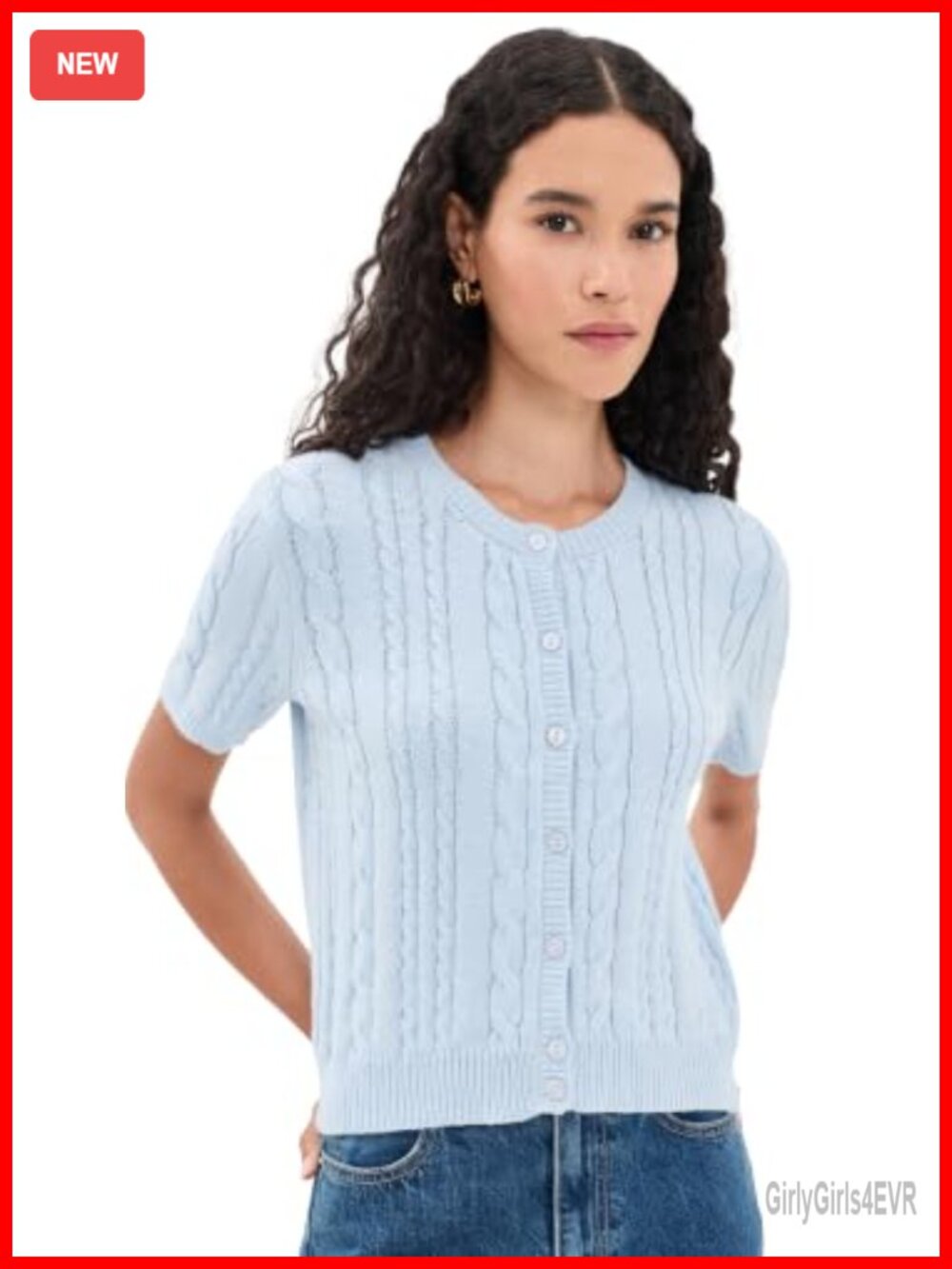 Z Supply Cera Cardigan Short Sleeve Button Crew Neck Ribbed Trim